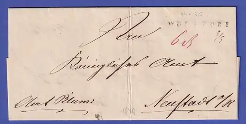 Hannover Vorphila-Brief mit Einzeiler WUNSTORF 1849