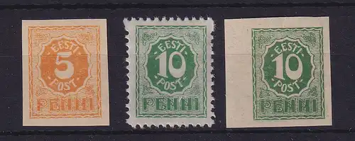 Estland 1919 Wertziffern  Mi.-Nr. 6-8  postfrisch **