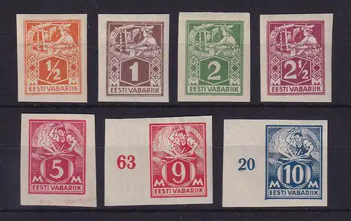 Estland 1922/24 Handwerker  Mi.-Nr. 32-39 B 7 Werte kpl. Satz  postfrisch **