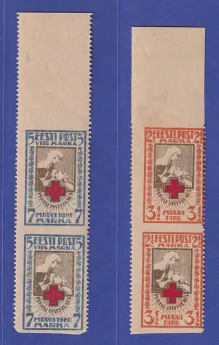 Estland 1922 Rotes Kreuz  Mi.-Nr. 29-30 A Uw Oberrandpaare postfrisch **