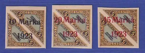 Estland 1923 Flugpostmarken Doppelstücke mit Aufdruck  Mi.-Nr. 43-45 B **