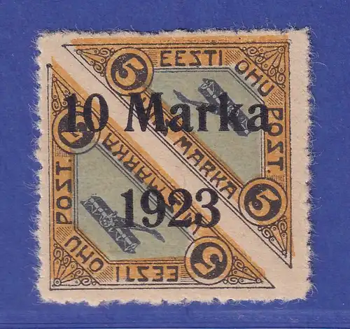 Estland 1923 Flugpost Doppelstück m. Aufdruck Mi.-Nr. 43 A * Attest Wassmann