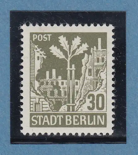 SBZ Berlin-Brandenburg 1945 30 Pfg BRÄUNLICHOLIV v-Papier Mi-Nr. 7Aavx ** Attest