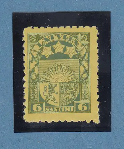 Latvija / Lettland 1925 Fehldruck beids. gelb bedr. Papier Mi.-Nr. 103F **/MNH  