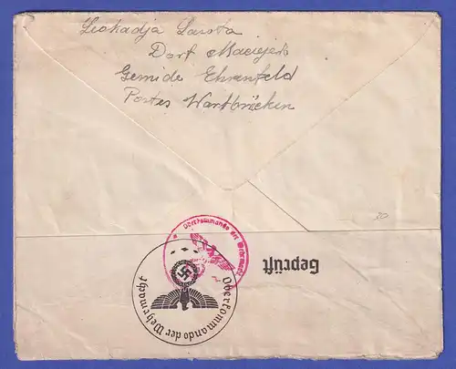 Generalgouvernement 1940 Zensur-Auslandsbrief in die USA noch mit DR-Frankatur