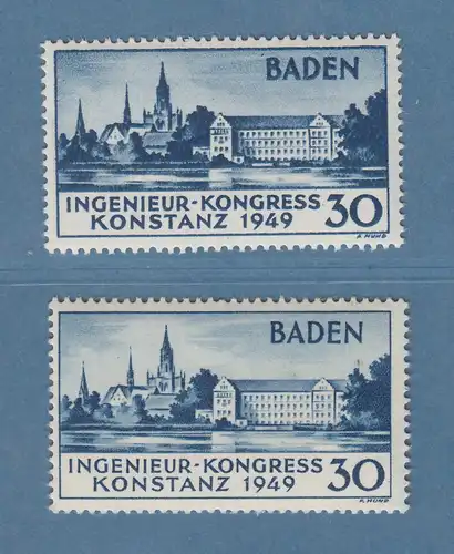 Franz. Zone Baden Konstanz in beiden Varianten: Type I und seltene Type II  **