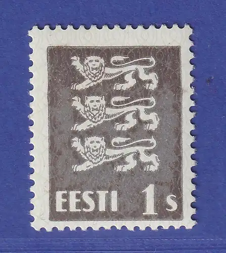 Estland 1940 Freimarke Wappenlöwe 1 S grau weißes Pap. Mi.-Nr. 164x ** / MNH