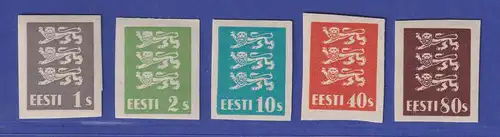 Estland 1928 Wappenlöwe Mi.-Nr. 74, 75, 79, 84, 86 U ohne Unterdruck ** / MNH