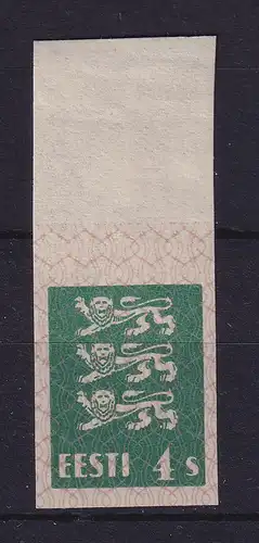 Estland 1928 Wappenlöwe Mi.-Nr. 76 U Oberrandstück postfrisch ** / MNH