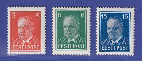 Estland 1940 Staatspräsident Päts  Mi.-Nr. 156-158  postfrisch ** / MNH
