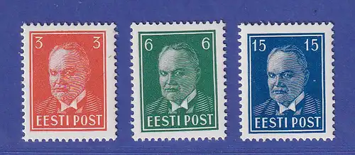 Estland 1940 Staatspräsident Päts Mi.-Nr. 156-158 postfrisch ** / MNH