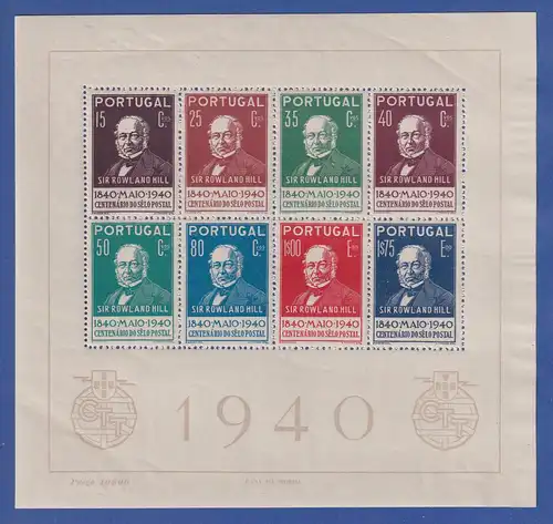 Portugal 1940  100 Jahre Briefmarken Sir Rowland Hill  Mi.-Nr. Block 4 **