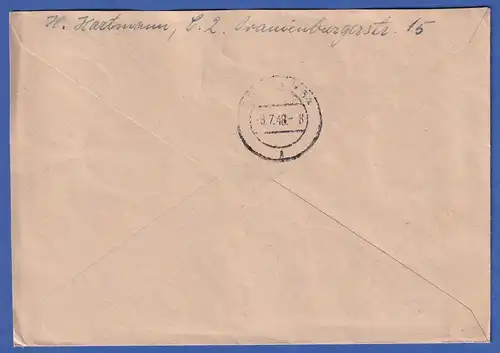 SBZ Maschinenaufdruck 6 Werte 30-84Pfg mit O BERLIN 3.7.48 auf gel. R-FDC 