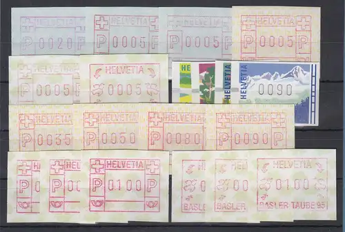 Schweiz ATM-Lot ca.1980-1995, ingesamt 20 Werte **