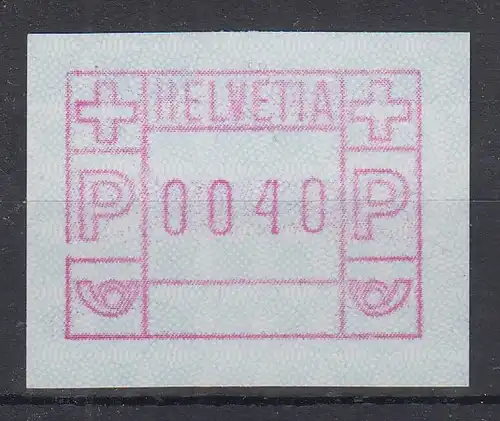 Schweiz 1978 FRAMA-ATM ohne Aut.-Nummer Wert 0040 Rahmen links gebr. ** Mi-Nr. 2