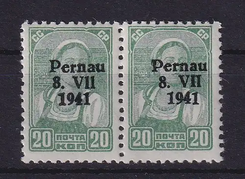 Dt. Besetzung 2. WK Estland 1941 Pärnu Pernau Mi.-Nr. 8 II / 8 I Paar **