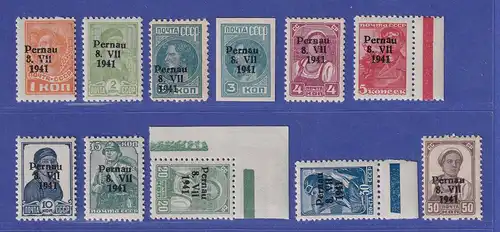 Dt. Besetzung 2. WK Estland 1941 Pärnu Pernau Mi.-Nr. 1-10 II postfrisch **