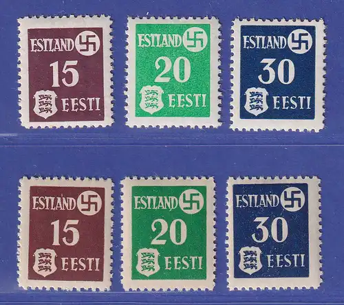 Dt. Besetzung 2. WK Estland 1941 Landespost  Mi.-Nr. 1-3 x und y  postfrisch **