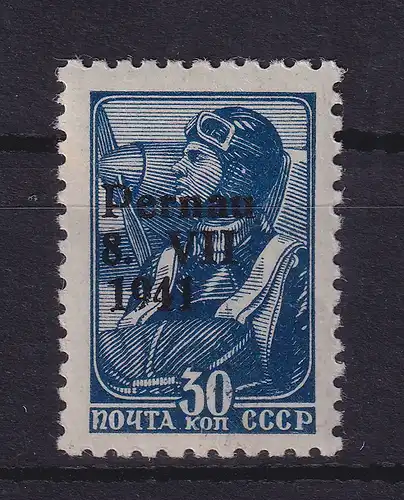 Dt. Besetzung 2. WK Estland 1941 Pärnu Pernau Mi.-Nr. 9 I postfrisch **