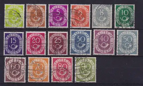 Bundesrepublik 1951/52 Posthorn Mi.-Nr. 123-138 kpl. Satz gestempelt