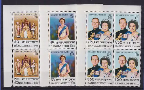 Malediven 1977 Thronjubiläum Elisabeth II. Mi.-Nr. 680-685 A ER-Viererblocks **