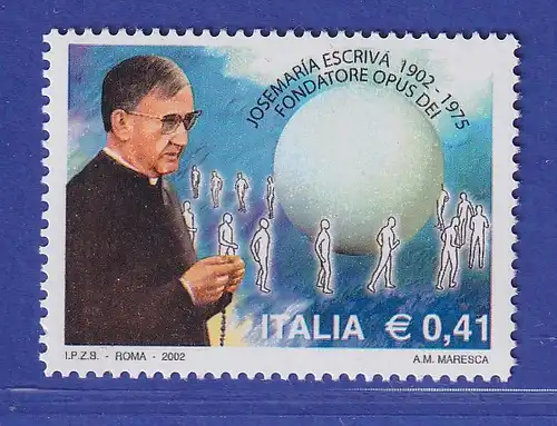 Italien 2002 Josemaria Escriva de Belaguer, Jurist  "Opus Del" Mi.-Nr. 2823 **