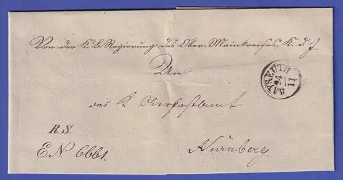 Bayern Vorphila-Brief mit Punktring-Stempel BAYREUTH ca. 1834