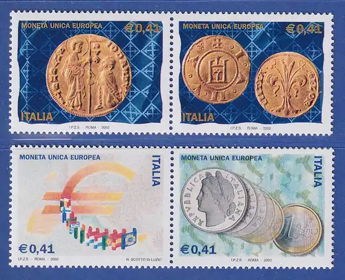 Italien 2002 Einführung Euro-Münzen und Banknoten Mi.-Nr. 2800-03 **