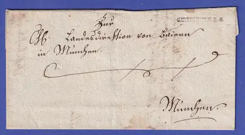 Bayern Vorphila-Brief mit Rayon-Stempel GEISENFELD.R.4 nach München 1805