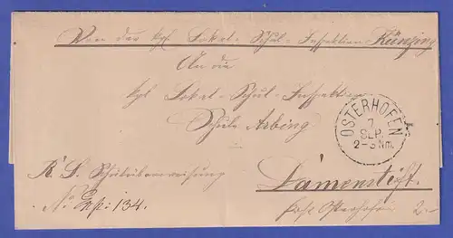 Bayern Brief mit Einkreisstempel OSTERHOFEN nach Damenstift 1882