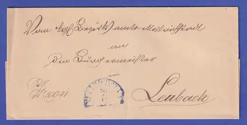 Bayern Vorphila-Brief mit Halbkreisstempel MELLRICHSTADT in blau nach 1845
