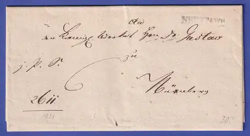 Bayern Vorphila-Brief mit Einzeiler NEUSTADT nach Nürnberg 1824