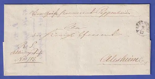 Bayern Vorphila-Brief mit Fingerhutstempel PAPPENHEIM nach Alesheim 1847