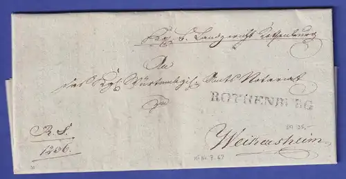 Bayern Vorphila-Brief mit Einzeiler ROTHENBURG nach Weikersheim 1832