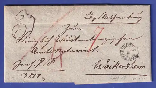Bayern Vorphila-Brief mit Fingerhutstempel ROTHENBURG a/T nach Weikersheim 1839