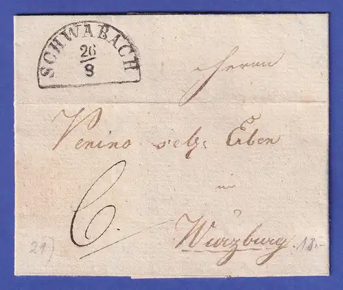 Bayern Vorphila-Brief mit Halbkreisstempel SCHWABACH nach Würzburg 1840