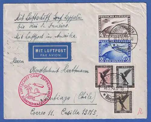 Dt. Reich Zeppelin Südamerikafahrt 1930 Mi.-Nr 438-39 ect. auf Brief nach Chile 