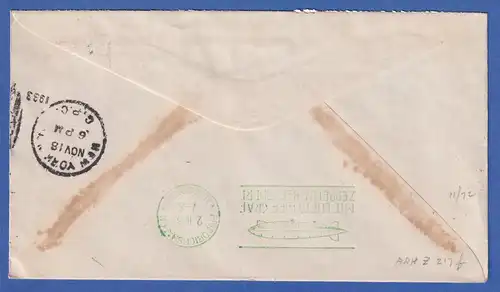 Dt. Reich Zeppelin Chicagofahrt 1933 4RM Mi.-Nr. 498 auf Rund-Brief über USA 