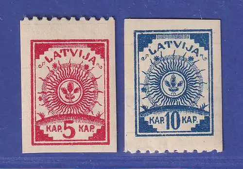 Latvija / Lettland 1919  Mi.-Nr. 3 und 4 dreiseitig ungezähnt  ** / MNH