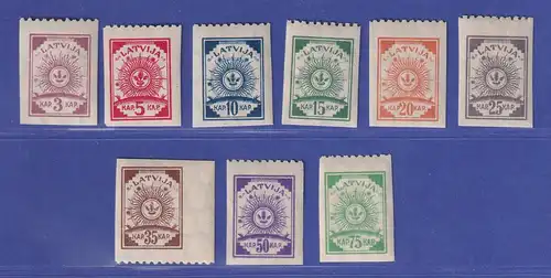 Latvija / Lettland 1919 Zweig und Blätter Mi.-Nr. 15-23 B ** / MNH
