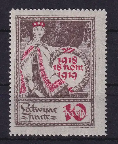 Latvija / Lettland 1919 Unabhängigkeitstag Mi.-Nr. 32 xI ** / MNH