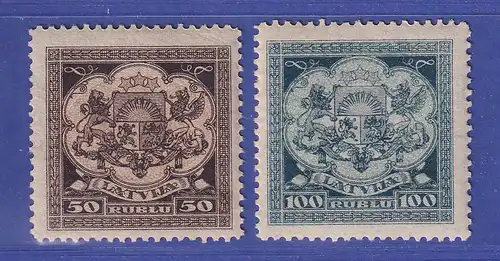 Latvija / Lettland 1922 Großes Staatswappen  Mi.-Nr. 87-88 ** / MNH