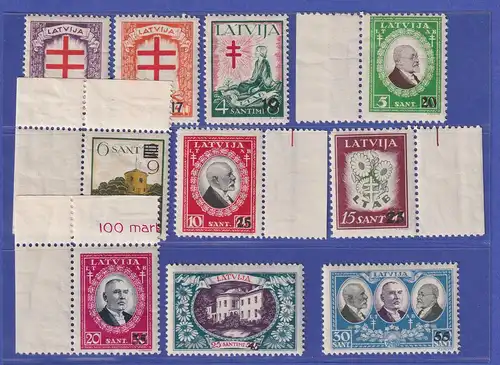 Latvija / Lettland 1931 Tuberkulose-Fürsorge  Mi.-Nr. 180-189 ** / MNH