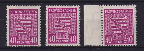 SBZ Provinz Sachsen 1945 Wappen 40Pfg Mi.-Nr. 84X a, b, c ** tls gepr. STRÖH BPP