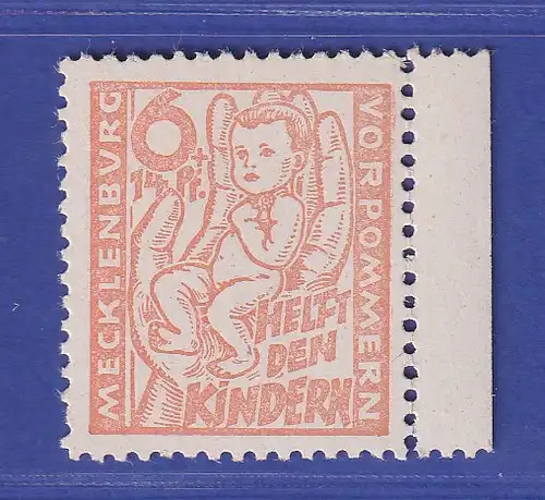 SBZ Mecklenburg-Vorpommern 1945 Kinderhilfe Mi.-Nr. 26 b ** gpr. KRAMP BPP