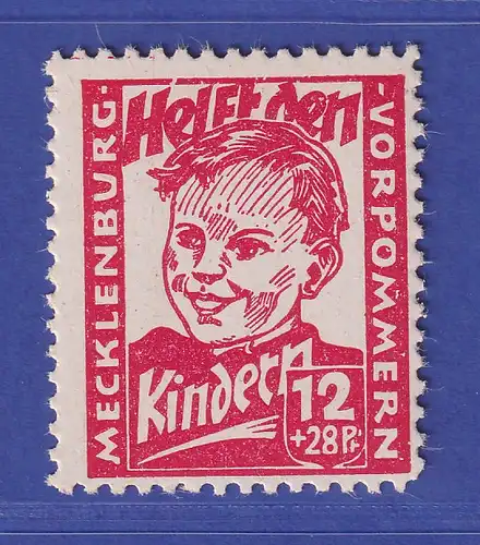 SBZ Mecklenburg-Vorpommern 1945 Kinderhilfe Mi.-Nr. 28 b ** gpr. KRAMP BPP