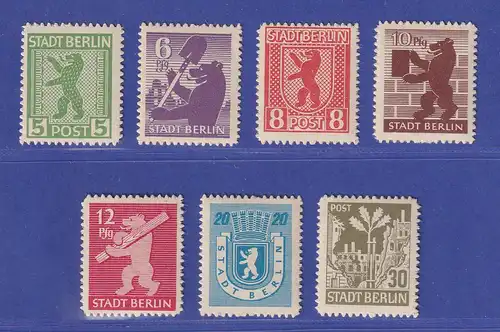 SBZ Berlin und Brandenburg 1945 Bärenserie Mi.-Nr. 1-7 B postfrisch ** 