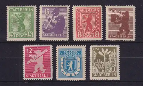 SBZ Berlin und Brandenburg 1945 Bärenausgabe Mi.-Nr. 1-7 B postfrisch ** 