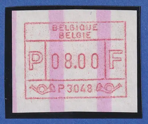 Belgien FRAMA-ATM P3048 Mouscron mit ENDSTREIFEN ** Wert 08,00 Bfr.  RARITÄT !
