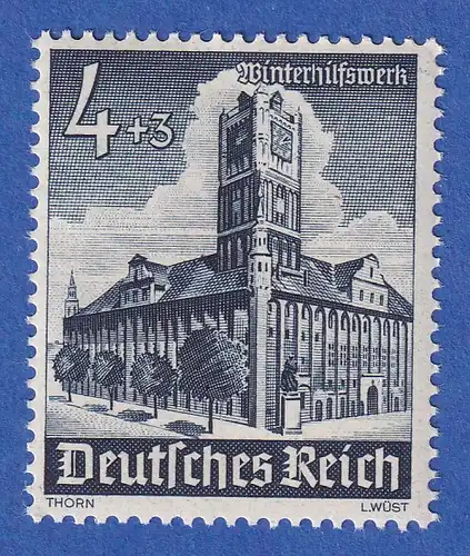 Deutsches Reich 1940 WHW 4+3 Pfg Rathaus Thorn (Torun) Mi.-Nr. 752  **